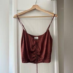 Aritzia Burgundy Tank Cropped Top Size Small